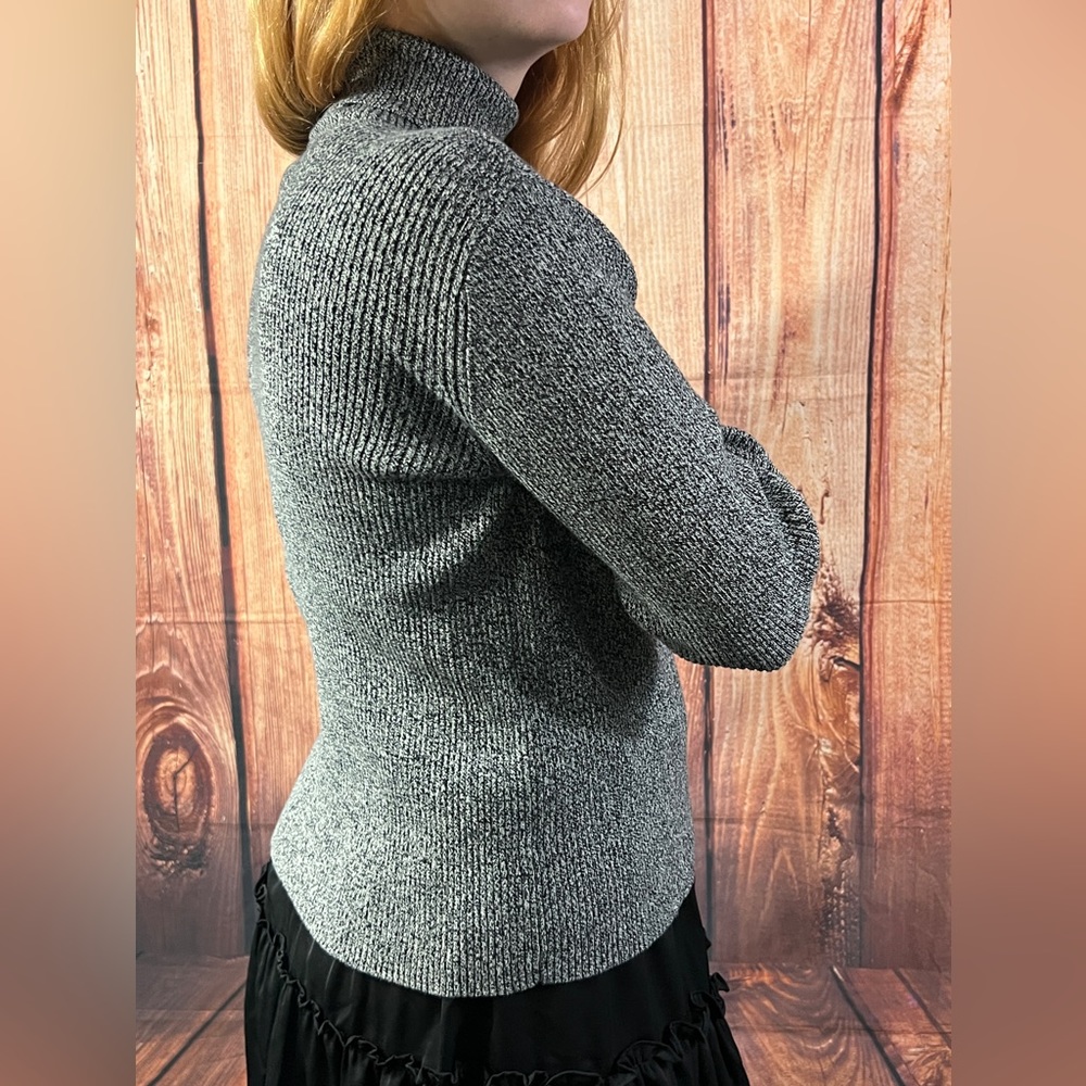 Liz Claiborne black marbled long sleeve turtleneck size M - Picture 6 of 11